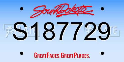 S187729 South Dakota License Plate