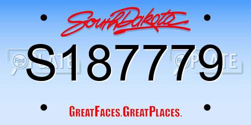 S187779 South Dakota License Plate