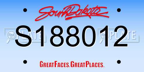 S188012 South Dakota License Plate