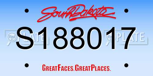 S188017 South Dakota License Plate