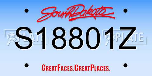 S18801Z South Dakota License Plate