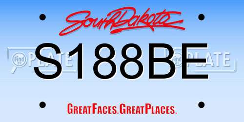 S188BE South Dakota License Plate
