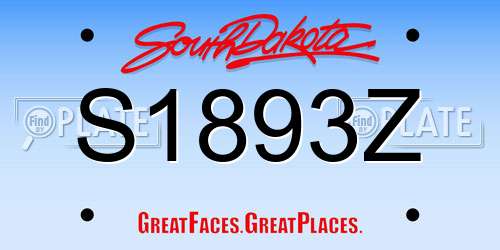 S1893Z South Dakota License Plate