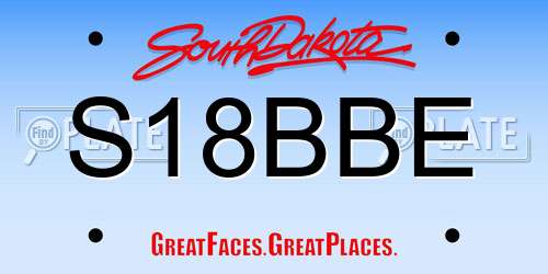 S18BBE South Dakota License Plate
