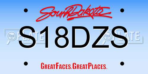 S18DZS South Dakota License Plate