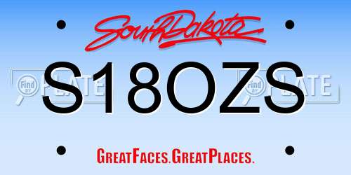 S18OZS South Dakota License Plate