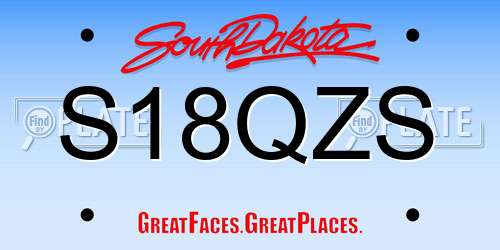 S18QZS South Dakota License Plate