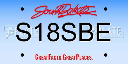 S18SBE South Dakota License Plate