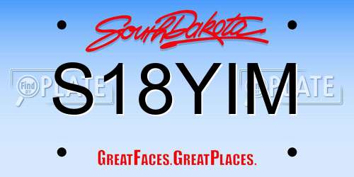 S18YIM South Dakota License Plate