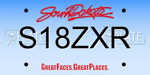 S18ZXR South Dakota License Plate