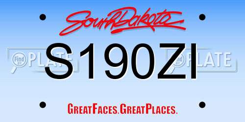 S190ZI South Dakota License Plate