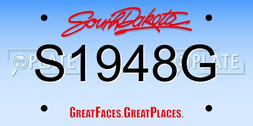 S1948G South Dakota License Plate