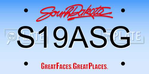 S19ASG South Dakota License Plate
