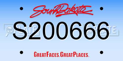S200666 South Dakota License Plate