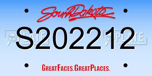S202212 South Dakota License Plate