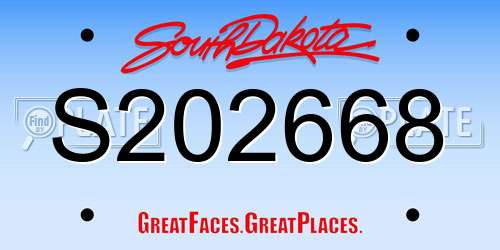 S202668 South Dakota License Plate