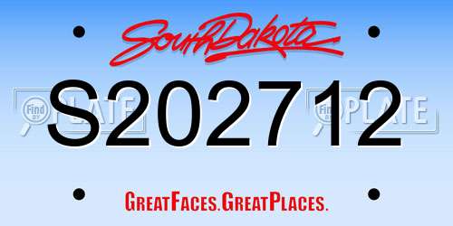 S202712 South Dakota License Plate