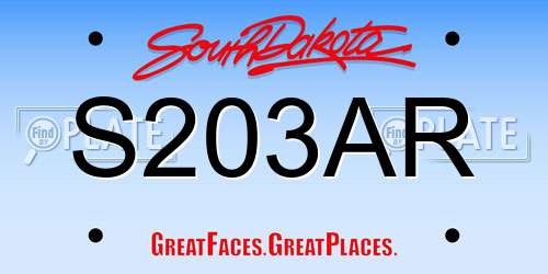 S203AR South Dakota License Plate