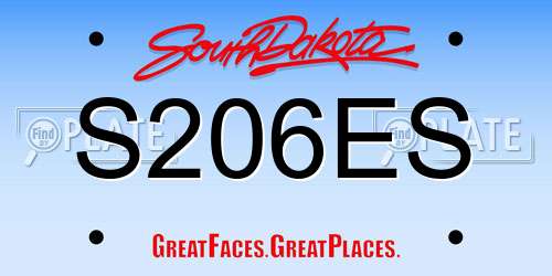 S206ES South Dakota License Plate