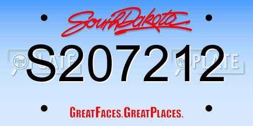 S207212 South Dakota License Plate