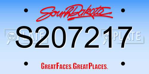S207217 South Dakota License Plate