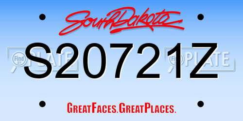 S20721Z South Dakota License Plate