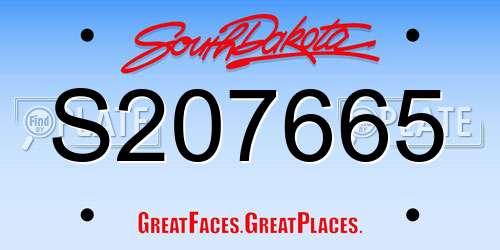 S207665 South Dakota License Plate