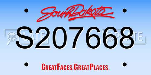 S207668 South Dakota License Plate