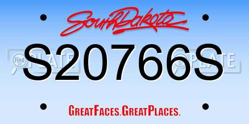 S20766S South Dakota License Plate
