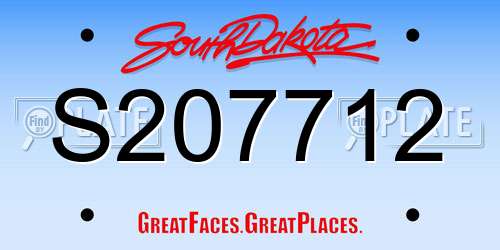 S207712 South Dakota License Plate
