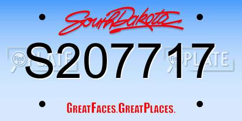 S207717 South Dakota License Plate