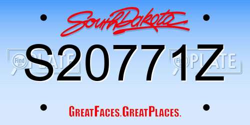 S20771Z South Dakota License Plate