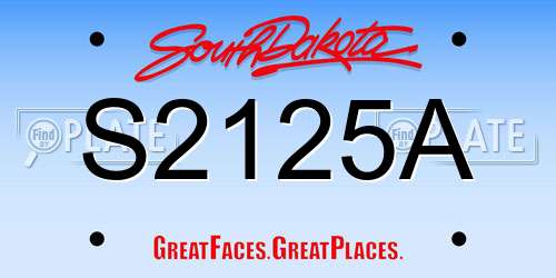 S2125A South Dakota License Plate
