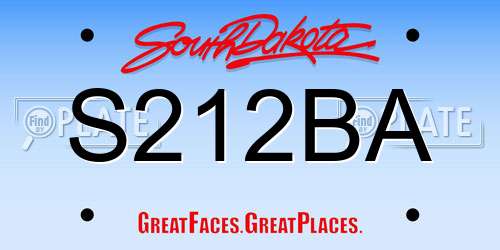 S212BA South Dakota License Plate