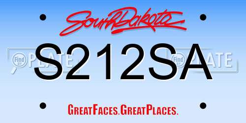 S212SA South Dakota License Plate