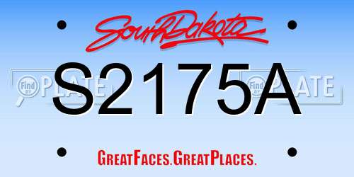 S2175A South Dakota License Plate