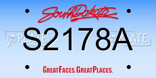 S2178A South Dakota License Plate