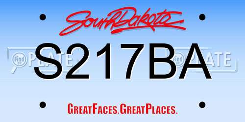 S217BA South Dakota License Plate