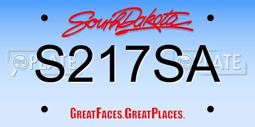 S217SA South Dakota License Plate