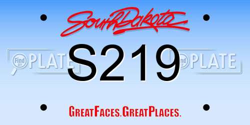 S219 South Dakota License Plate