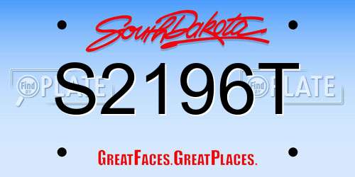 S2196T South Dakota License Plate