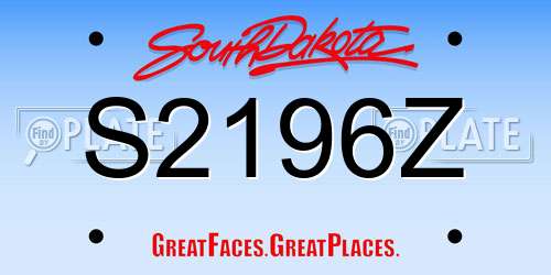 S2196Z South Dakota License Plate