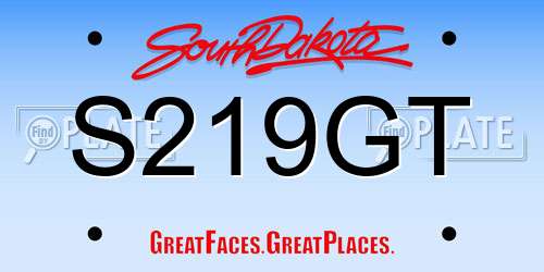 S219GT South Dakota License Plate