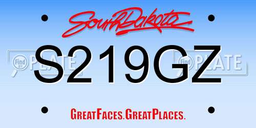 S219GZ South Dakota License Plate