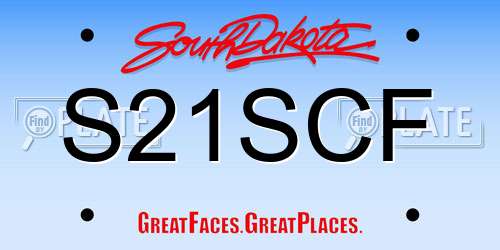 S21SCF South Dakota License Plate