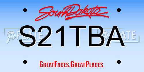S21TBA South Dakota License Plate