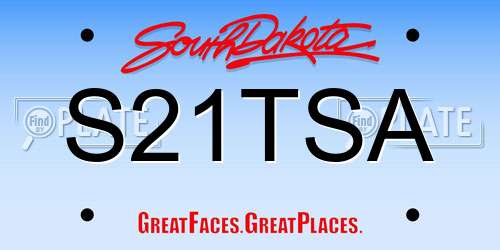 S21TSA South Dakota License Plate