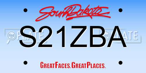 S21ZBA South Dakota License Plate