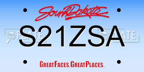 S21ZSA South Dakota License Plate