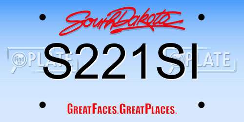 S221SI South Dakota License Plate